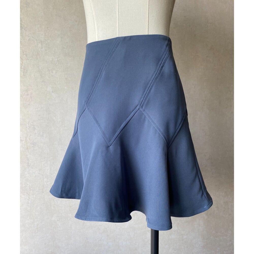 Dusty Blue High-Waisted Ruffle A-Line Skirt, Womens Size XS